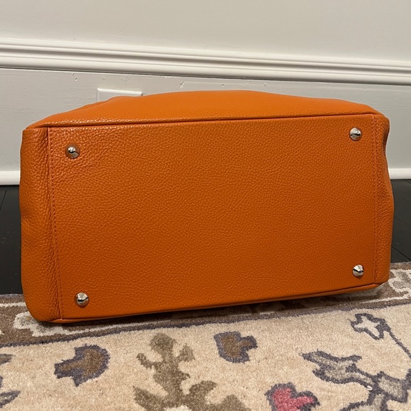 Mark & Graham Elisabetta Slouch Leather Handbag Tangerine Pebbled Leather - Picture 9 of 10